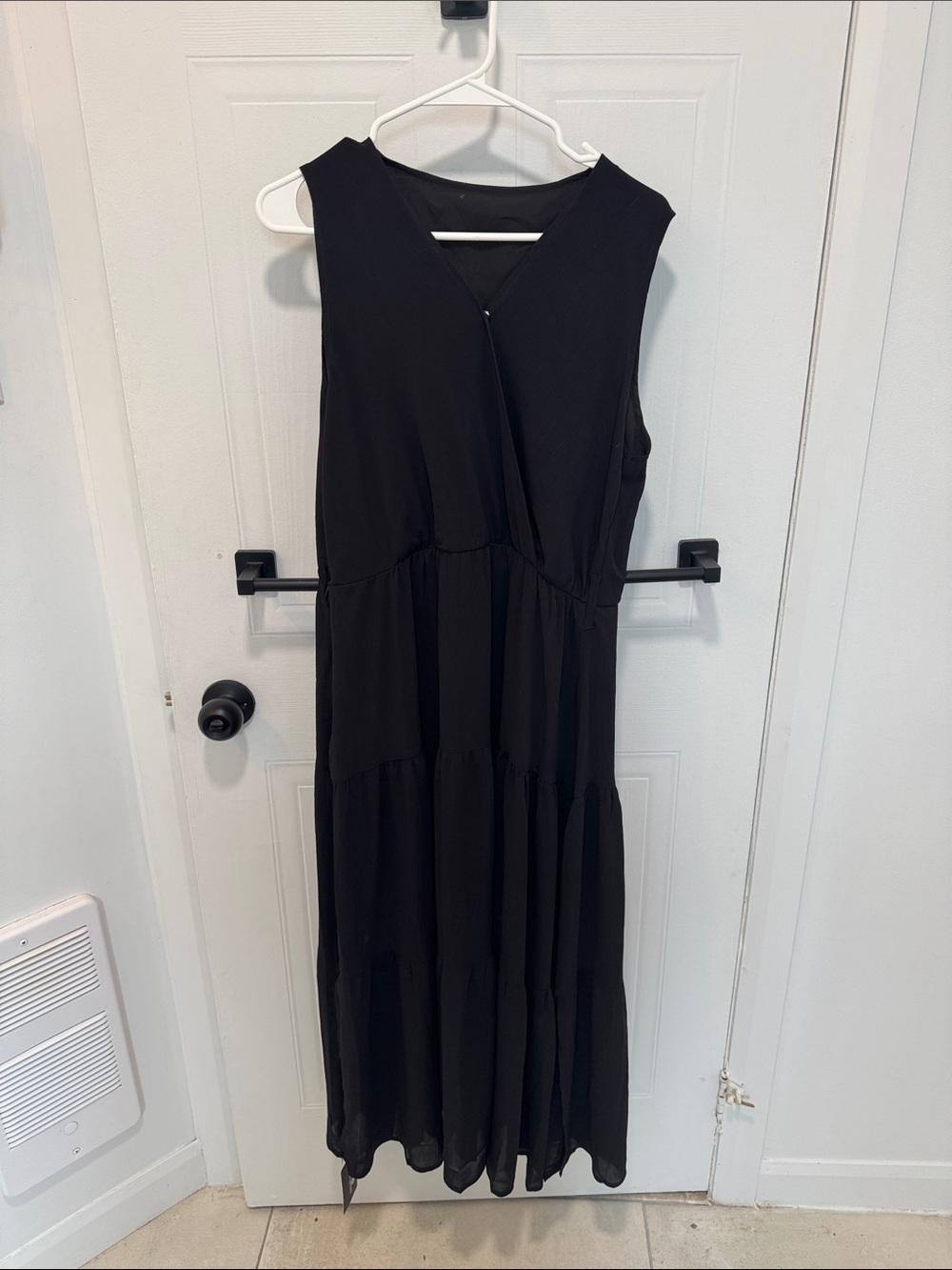 Sleeveless Black Tiered Maxi Dress by